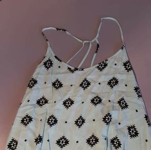 Teal and black tribal printed strappy tank top